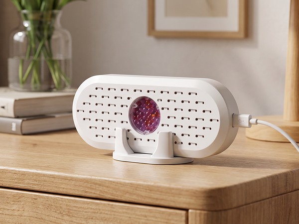 Plug in the dehumidifier to regenerate the beads