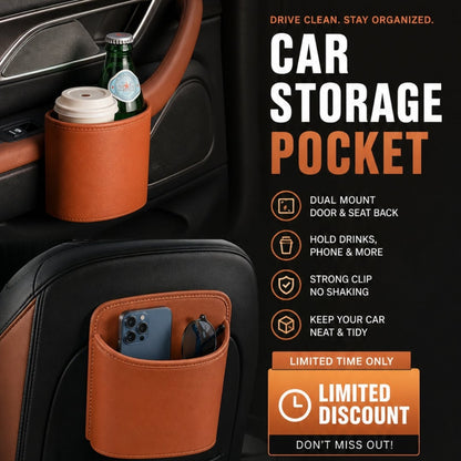 ⏳🔥LIMITED-TIME 50% OFF! ⏰Organize Your Car Instantly! No-Slip Clip-On Leather Cup Holder