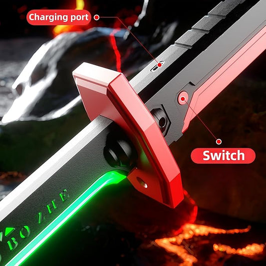 Lightsaber 7 Color Flowing Spark Sword with Sound Effects Led Sword with Smoke Light Saber for Kids