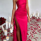 🎁New arrival 57% OFF💥Fits Your Curves Satin One Shoulder Drape Slit Maxi Dress