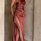 🎁New arrival 57% OFF💥Fits Your Curves Satin One Shoulder Drape Slit Maxi Dress