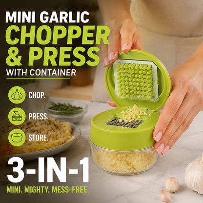 📢📢50% OFF !!!⏰Mini Garlic Chopper and Press with Container