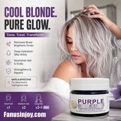 🏆 Last Day Special Price £9.77 ! ✨Moisturizing Purple Hair Mask with Long-Lasting Scent, Anti-Brass Deep Conditioning Mask for Blonde Bleached Hair