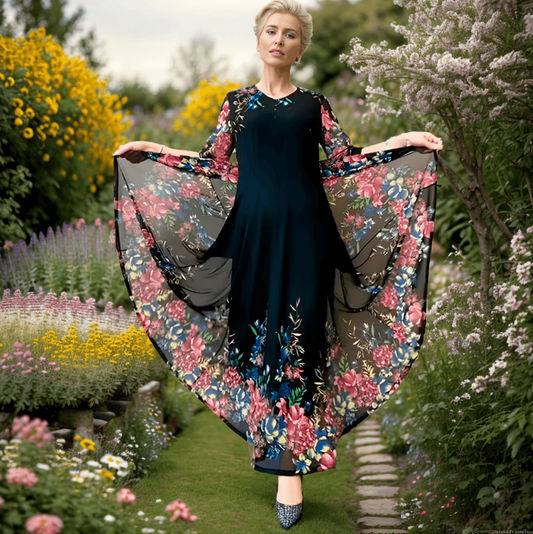 HOT SALE💝Fashion Women's Double Layer Mesh Printed Dresses
