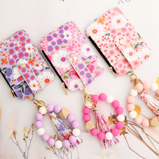 Card Holder Wallet with Keychain Zipper