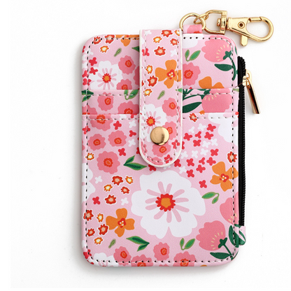 Card Holder Wallet with Keychain Zipper