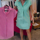 💗Summer Specials✨Women’s V-Neck Shirt Mini Dress with Stripe Print