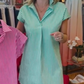 💗Summer Specials✨Women’s V-Neck Shirt Mini Dress with Stripe Print