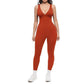 💞50K+ SOLD!🌸High-Stretch V-Neck Jumpsuit – All-day ease for fitness & beyond. Breathable, flexible & effortlessly chic. Your go-to for movement. 🧘‍♀️💫