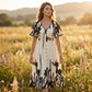 🎁New arrival 50% OFF💥Soft Botanical Print V-Neck Midi Dress – Elegant, Lightweight & All-Match