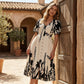 🎁New arrival 50% OFF💥Soft Botanical Print V-Neck Midi Dress – Elegant, Lightweight & All-Match
