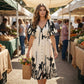 🎁New arrival 50% OFF💥Soft Botanical Print V-Neck Midi Dress – Elegant, Lightweight & All-Match