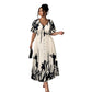 🎁New arrival 50% OFF💥Soft Botanical Print V-Neck Midi Dress – Elegant, Lightweight & All-Match