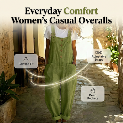 👖 70% OFF NOW! 🌿 Women's Casual Button-Front Overalls – Adjustable Straps, Breathable Fabric & Relaxed Fit ✨