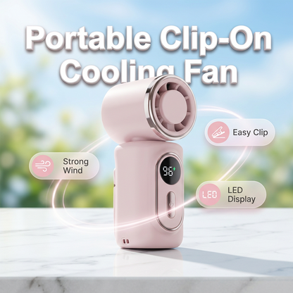 🔥Portable Clip-On Fan with LED Display!🌬️ Lightweight & strong wind, LED shows battery clearly. Clip anywhere, stay cool all day—super handy!