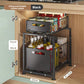 🎉 2026 Sale — Over 31,000 Sold! 🗄️ Carbon Steel Double-Tier Pull Out Cabinet Organizer – Independent Slides, 5 Height Levels – Heavy Items, Easy Access! ✨