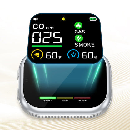 🥳2026 HOT SALE🥳💞50K+ SOLD! 🛡️📊 50% OFF! 6‑in‑1 Air Quality Detector – Monitors CO, combustible gas, smoke, temp & humidity. LCD display, magnetic mount & battery backup – safety for home & caravan! 🔥✨