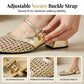 Women's Hollow Woven Mary Jane Mules Low Block Heel Slip On Sandals
