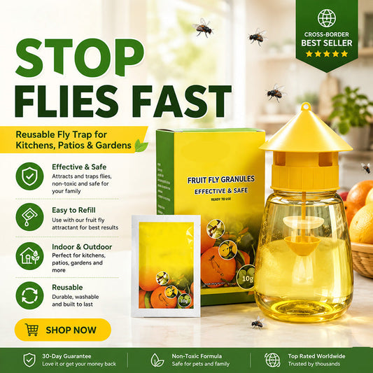 ⏳Final 3 Hours Flash Sale £9.77! 🍊Reusable Hanging Fruit Fly Trap with Attractant Granules, Non-Toxic Fly Catcher for Kitchen Patio Garden Indoor & Outdoor Use