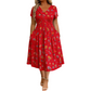 Women's V-Neck Floral Print Dress with Twist Waist