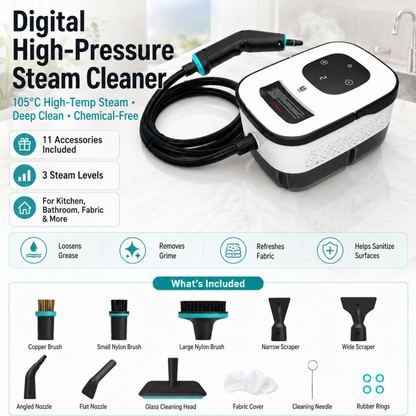 High-Temperature Steam Cleaner with 8 Nozzles