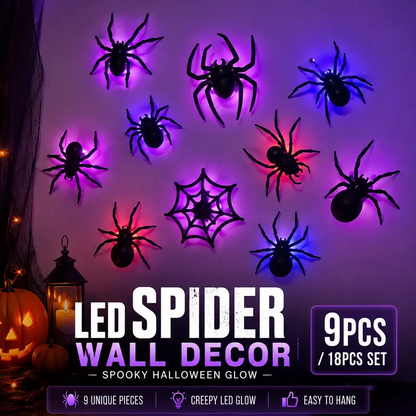 Halloween 3D Spider LED Flashing Light Wall Stickers