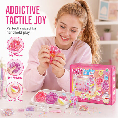 🐱50% OFF NOW! DIY Squishy Toy Kit‑Cat‑Paw Fried Ice Handmade Squeeze Toy Set, Tactile Jelly Rebound Craft Kit, Fun Stress‑Relief DIY Toy for Kids Age 6+