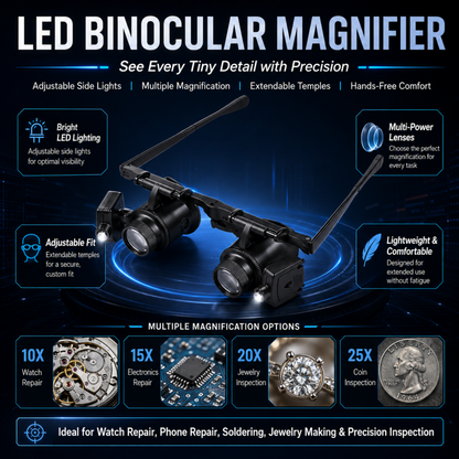 Binocular Magnifier Glasses with Light