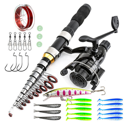 🎣50% OFF NOW! Complete Travel Fishing Gear Set‑Telescopic Fiberglass Fishing Rod Kit with Spinning Reel, Lures Hooks & Storage Bag for Beginners Travel Freshwater Fishing