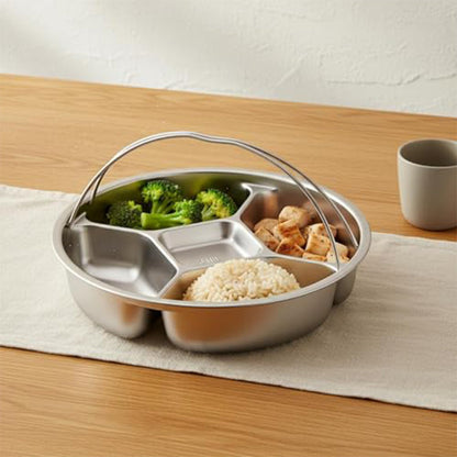 Stainless Steel Divided Steaming Plate with Handles